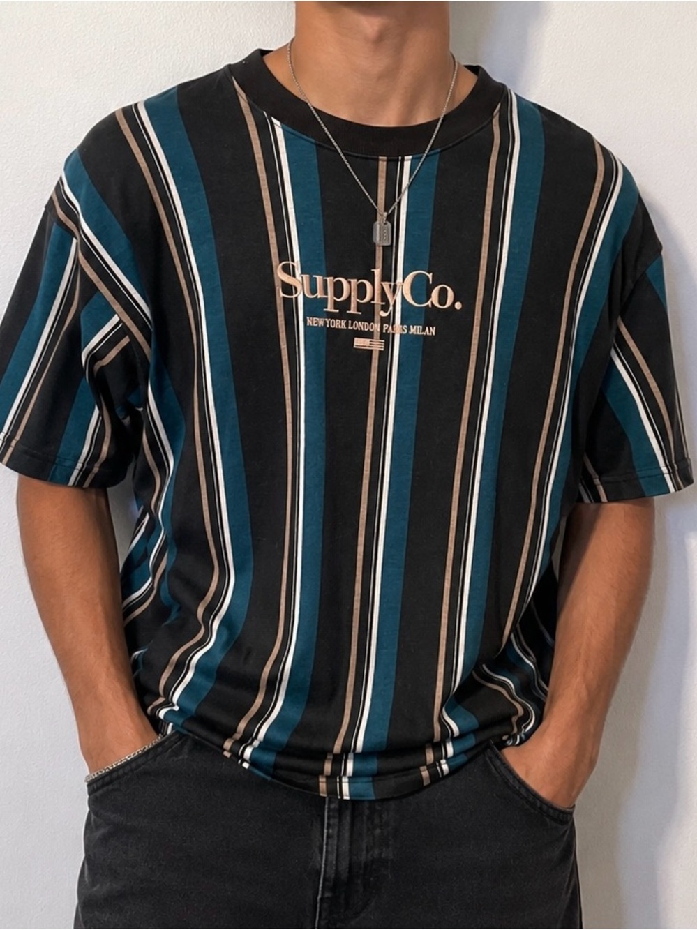 Cotton On Supply Co Vertical Stripe Tee Size Medium
